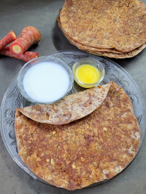 Carrot stuffed sweet flat bread| Carrot holige|