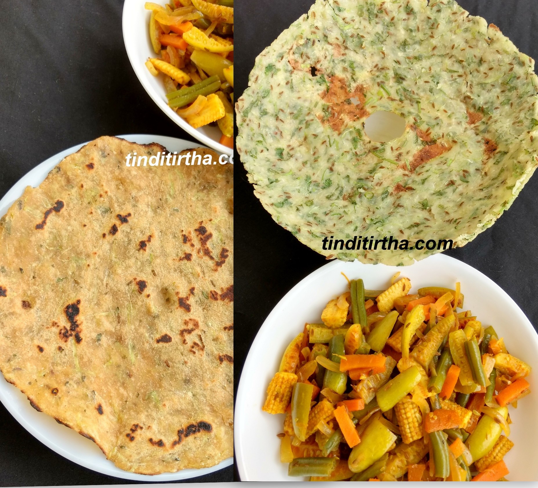 Whole wheat flour and rice flour bottle gourd rotti