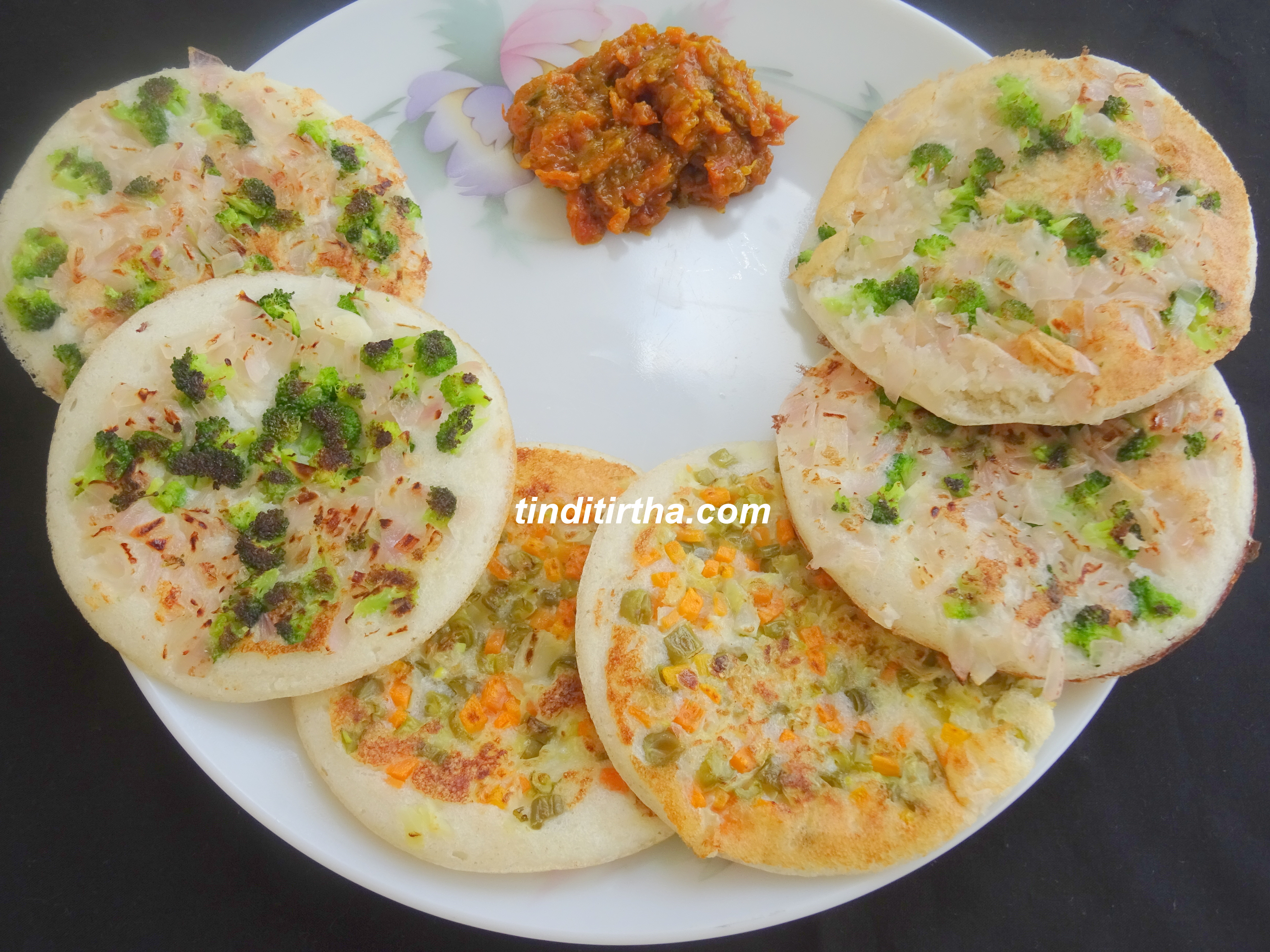 Karnataka style traditional rice lentil Uttapa |