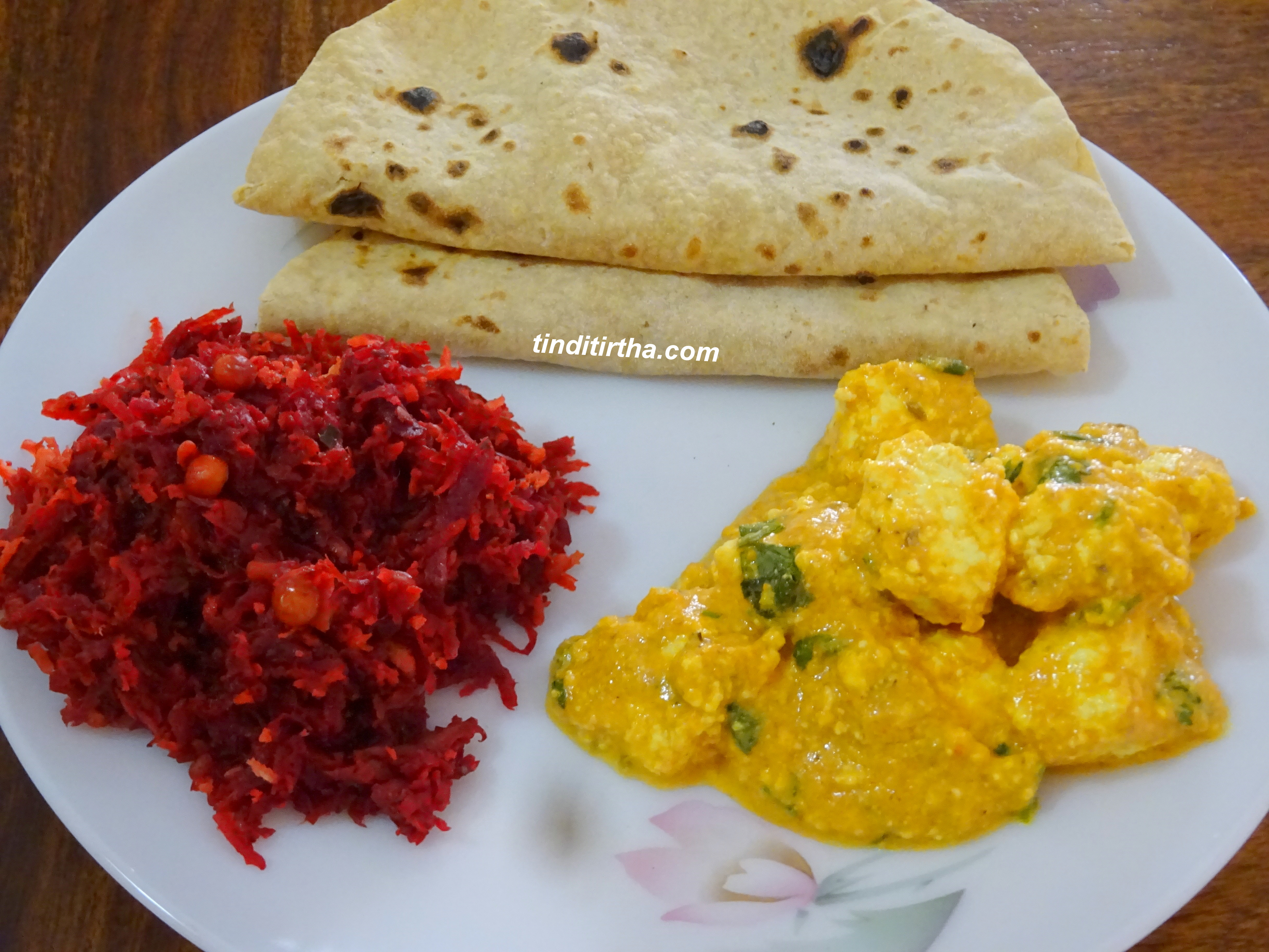 Paneer Curry and Beetroot carrot stir fry |