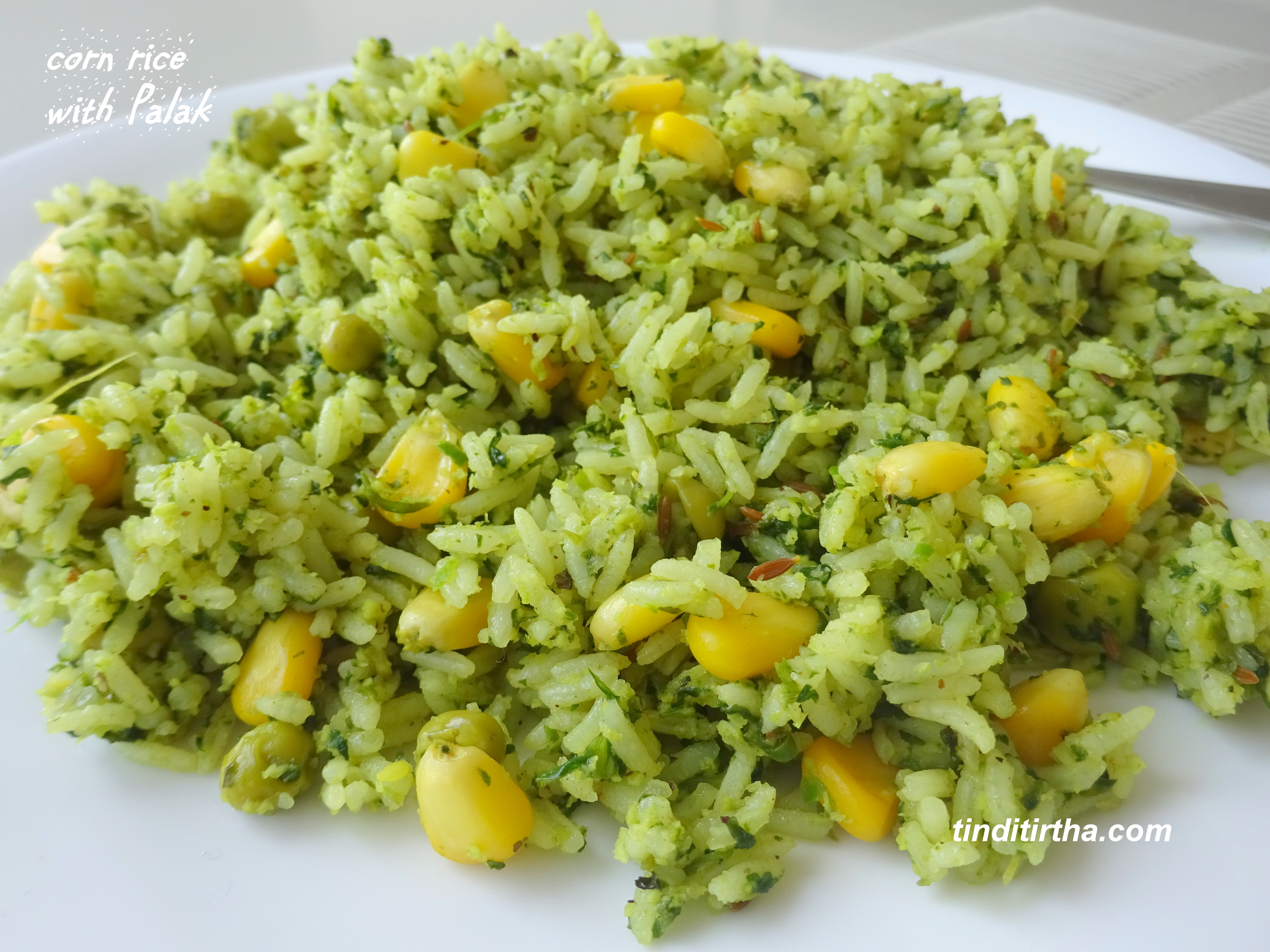 SWEET CORN RICE / JOLADA ANNA without/with using Palak as well