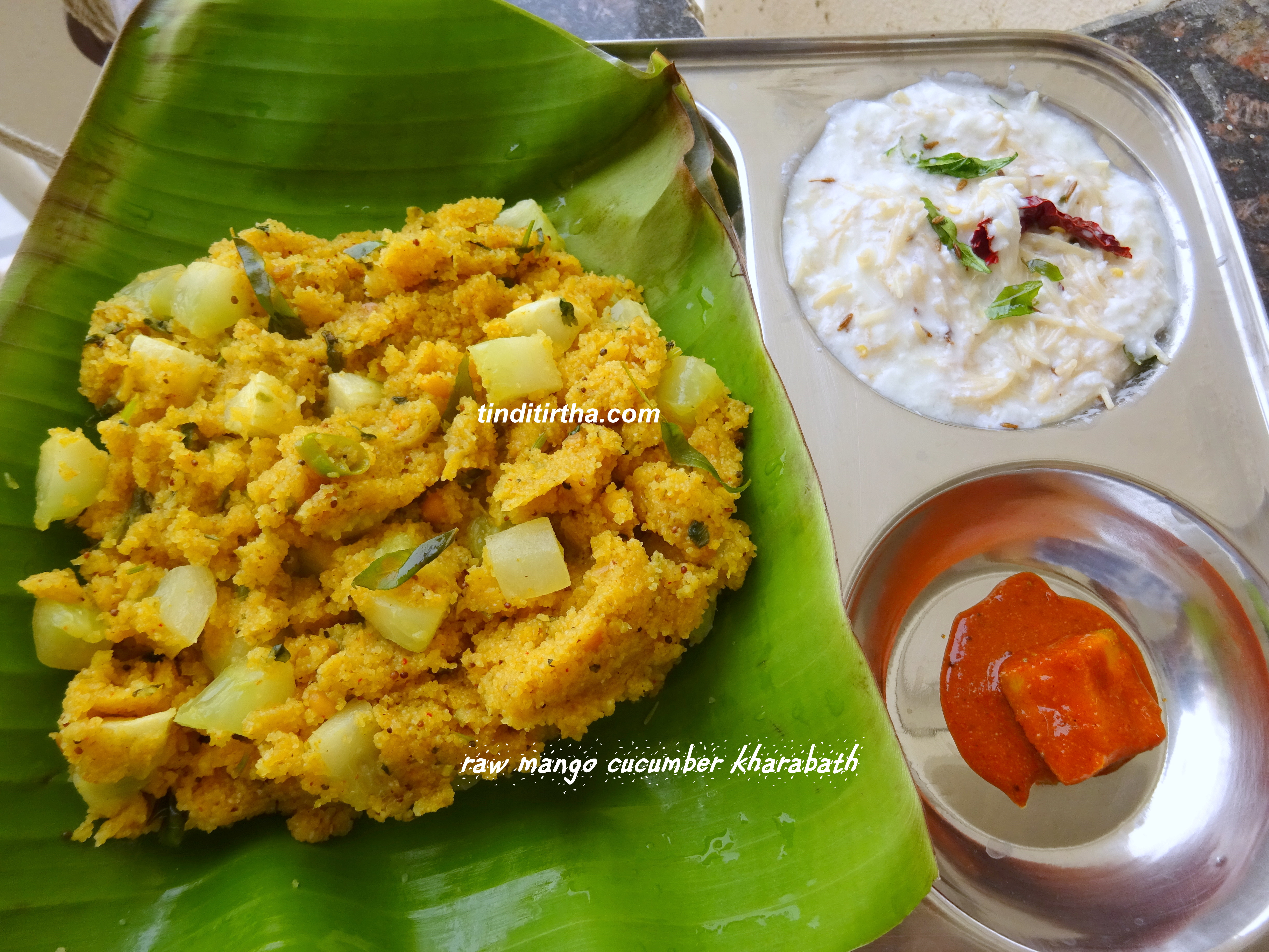 Raw mango cucumber Upma | Kharabath |