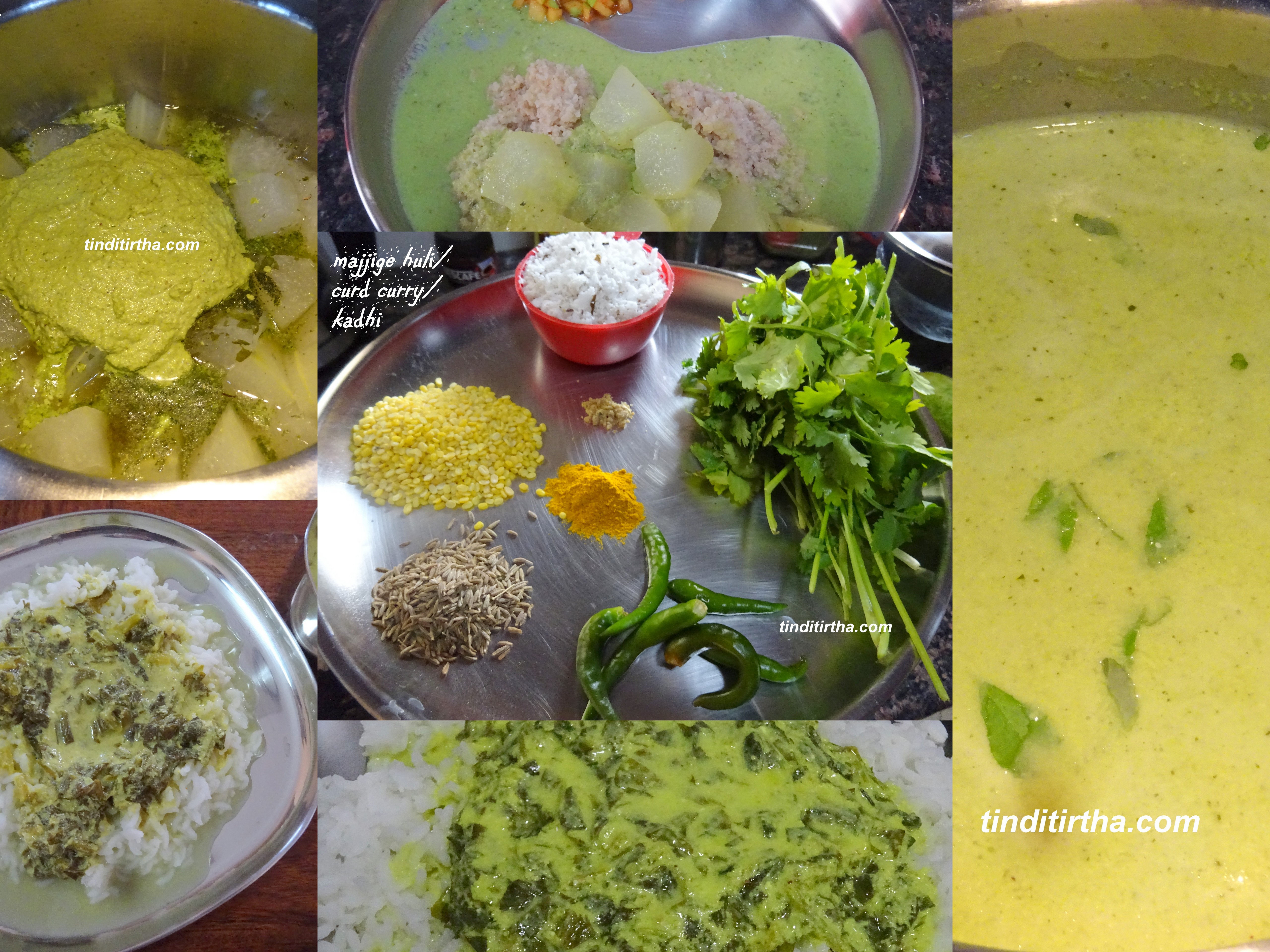 MAJJIGE HULI/PALDYA/KADHI/CURD CURRY…..using hesarubele/moong dal/green gram lentil
