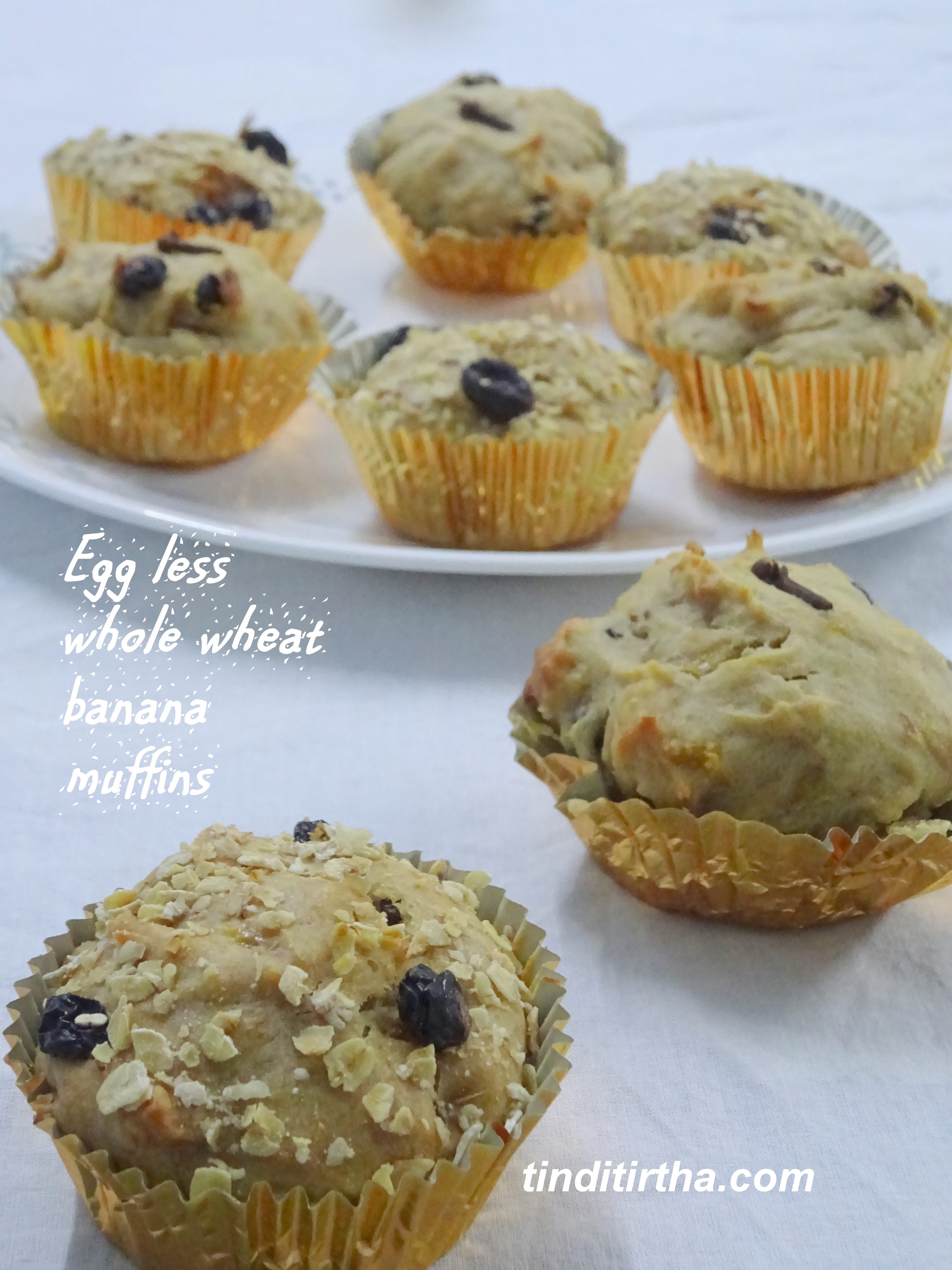 EGG LESS-WHOLE WHEAT-BANANA MUFFINS….also using dry black grapes