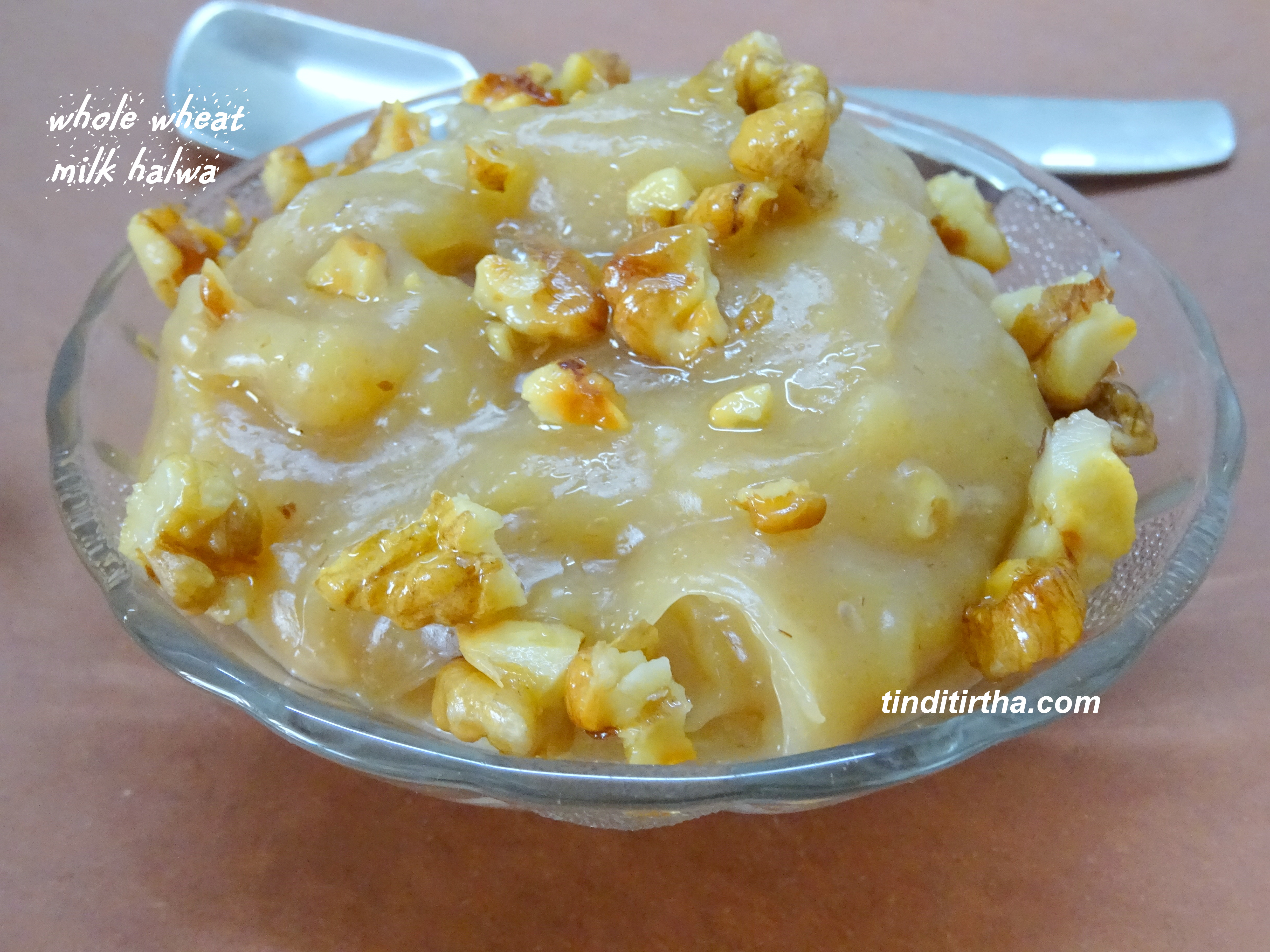 WHOLE WHEAT MILK HALWA…. a diabetic friendly recipe with the goodness of jaggery & walnuts