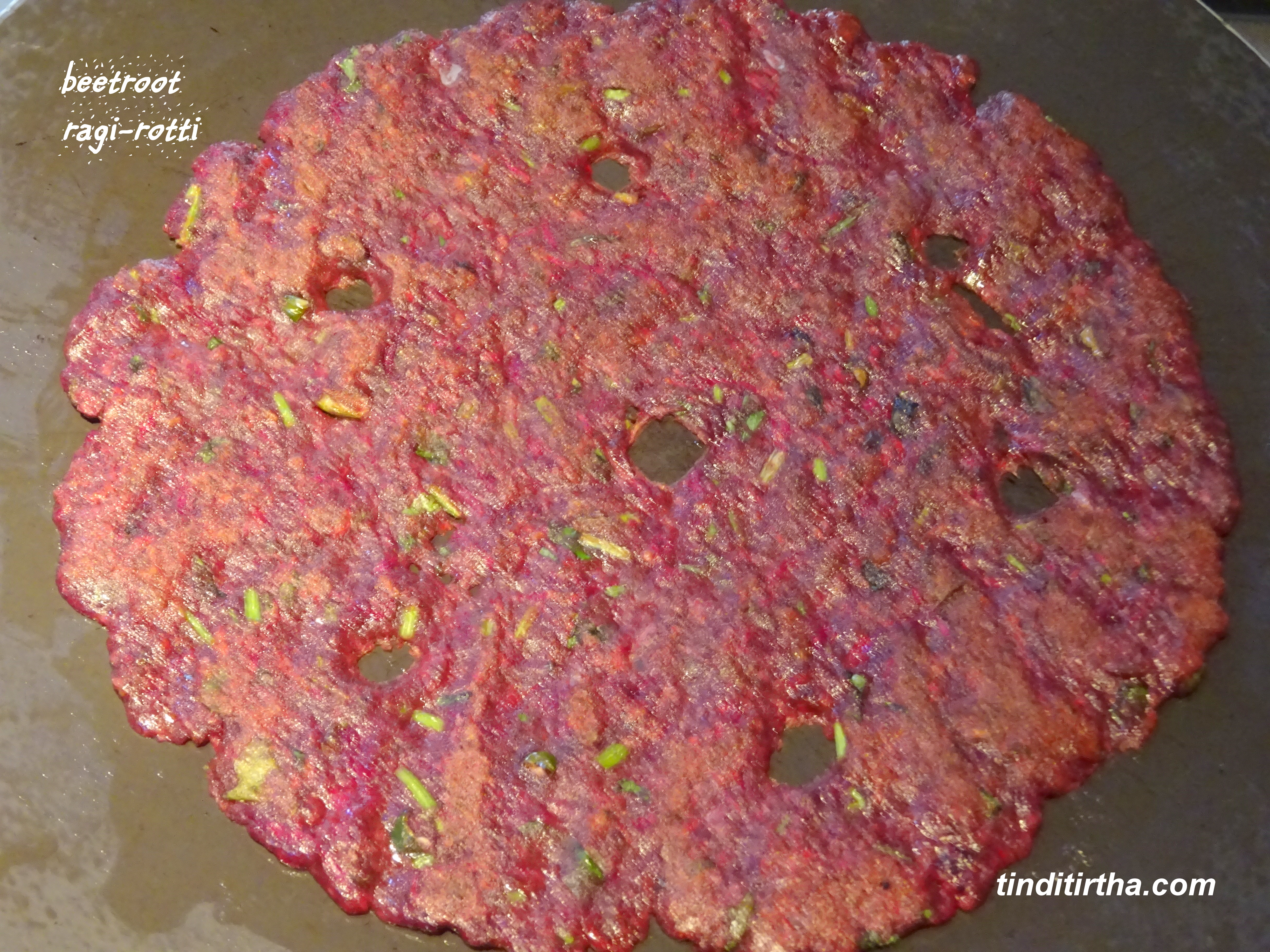 BEETROOT – RAGI ROTTI finger millet flour rotti by adding grated beetroot