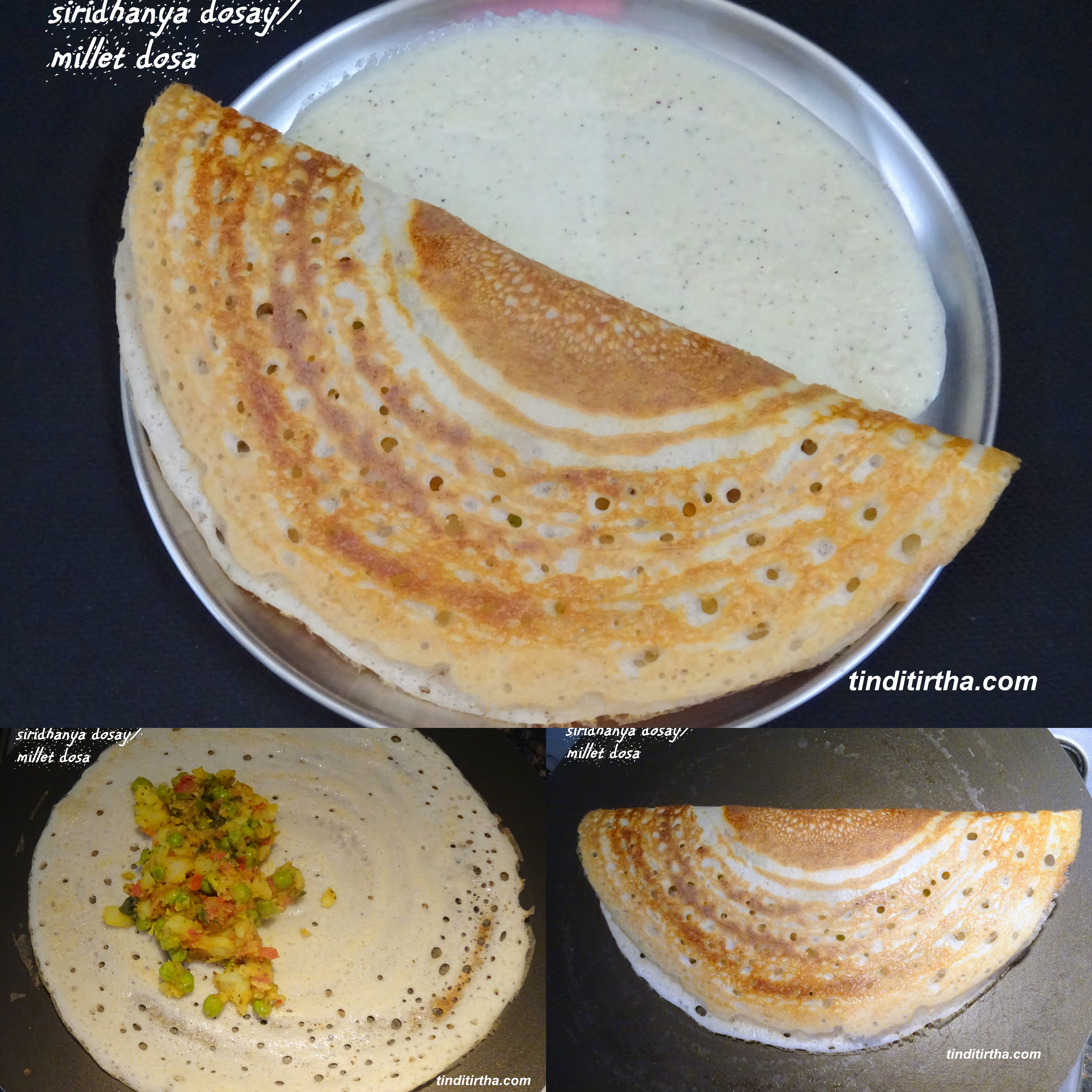 SIRIDHANYA MASALE DOSAY/MILLETS MASALA DOSA…… using both little millet & foxtail millet
